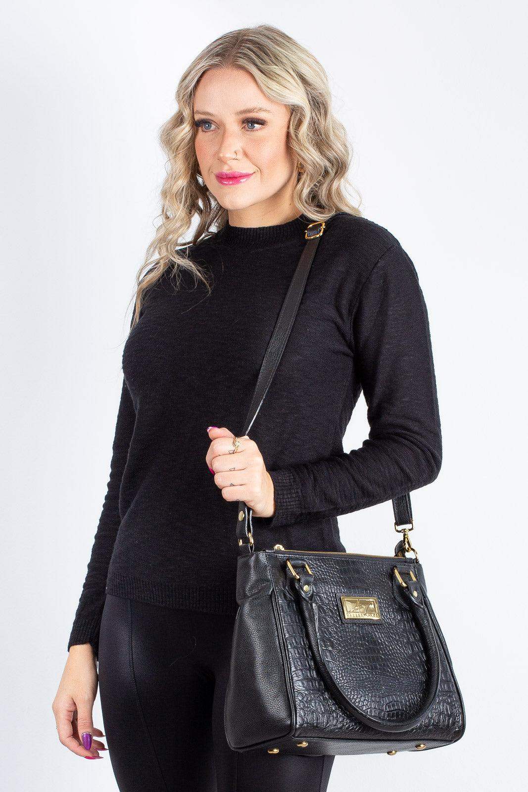 Bolsa de couro com divisórias croco Tiffy - Enluaze