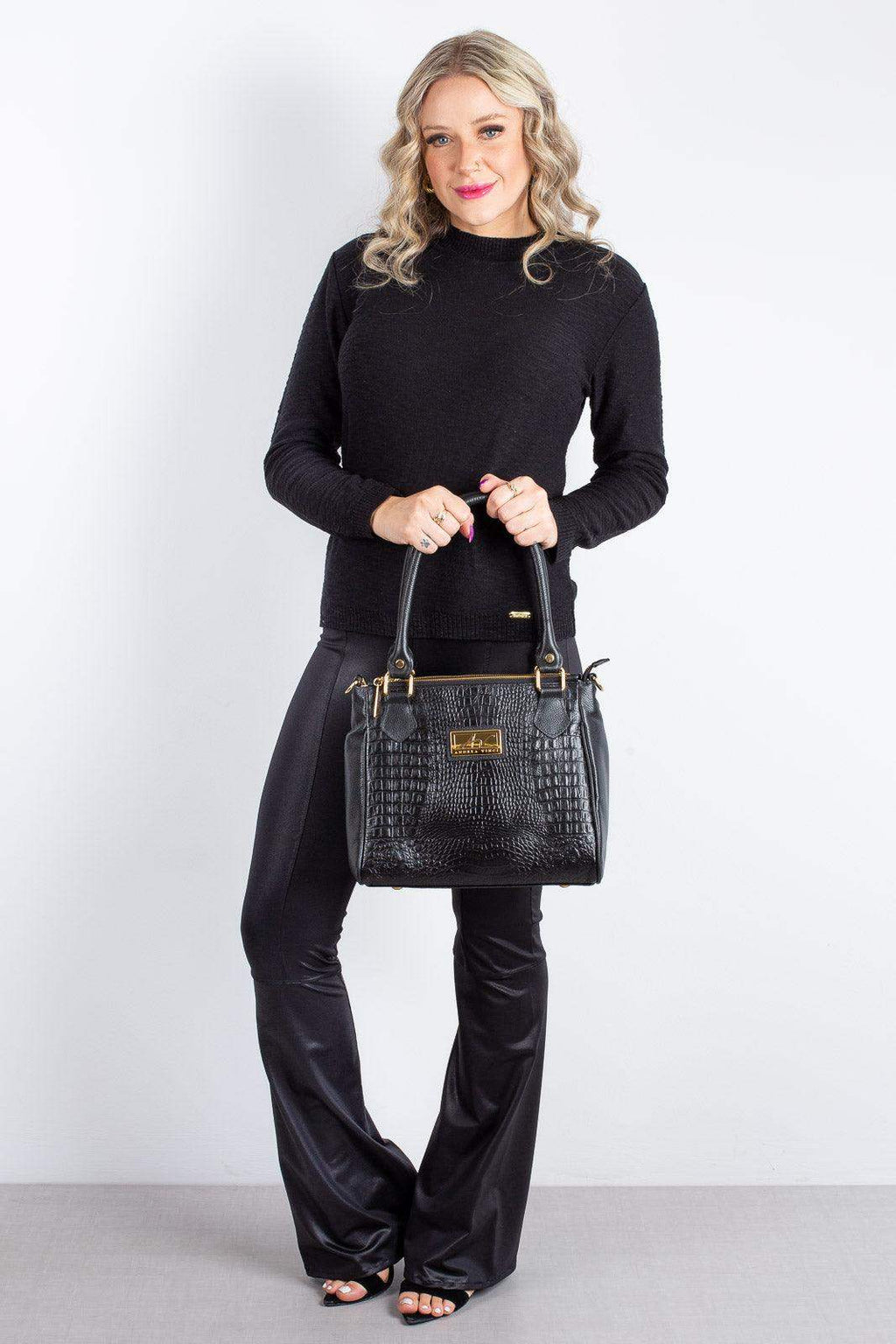 Bolsa de couro com divisórias croco Tiffy - Enluaze