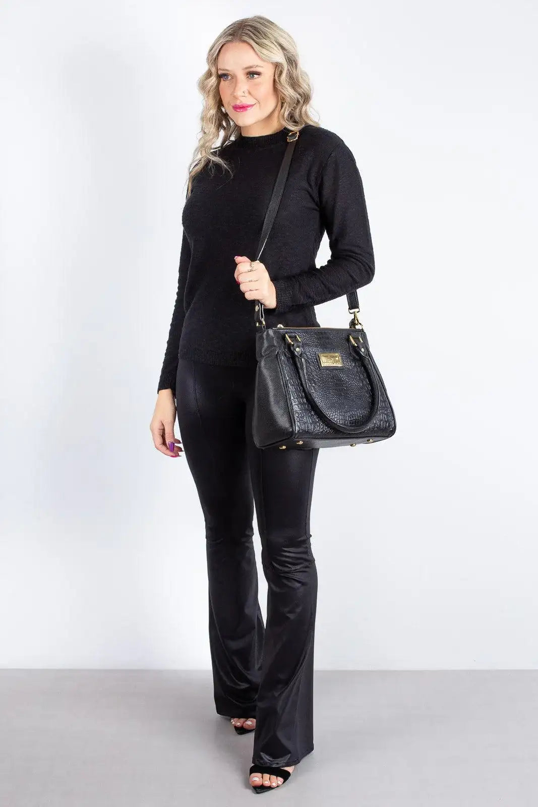 Bolsa de couro com divisórias croco Tiffy - Enluaze