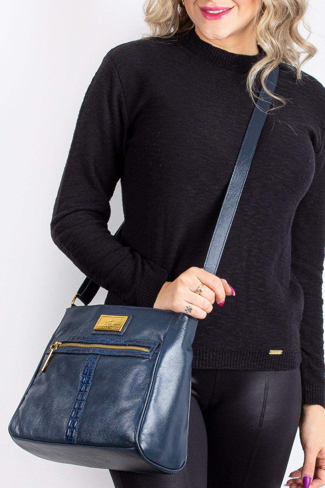 Bolsa tiracolo de couro liso Milena - Enluaze