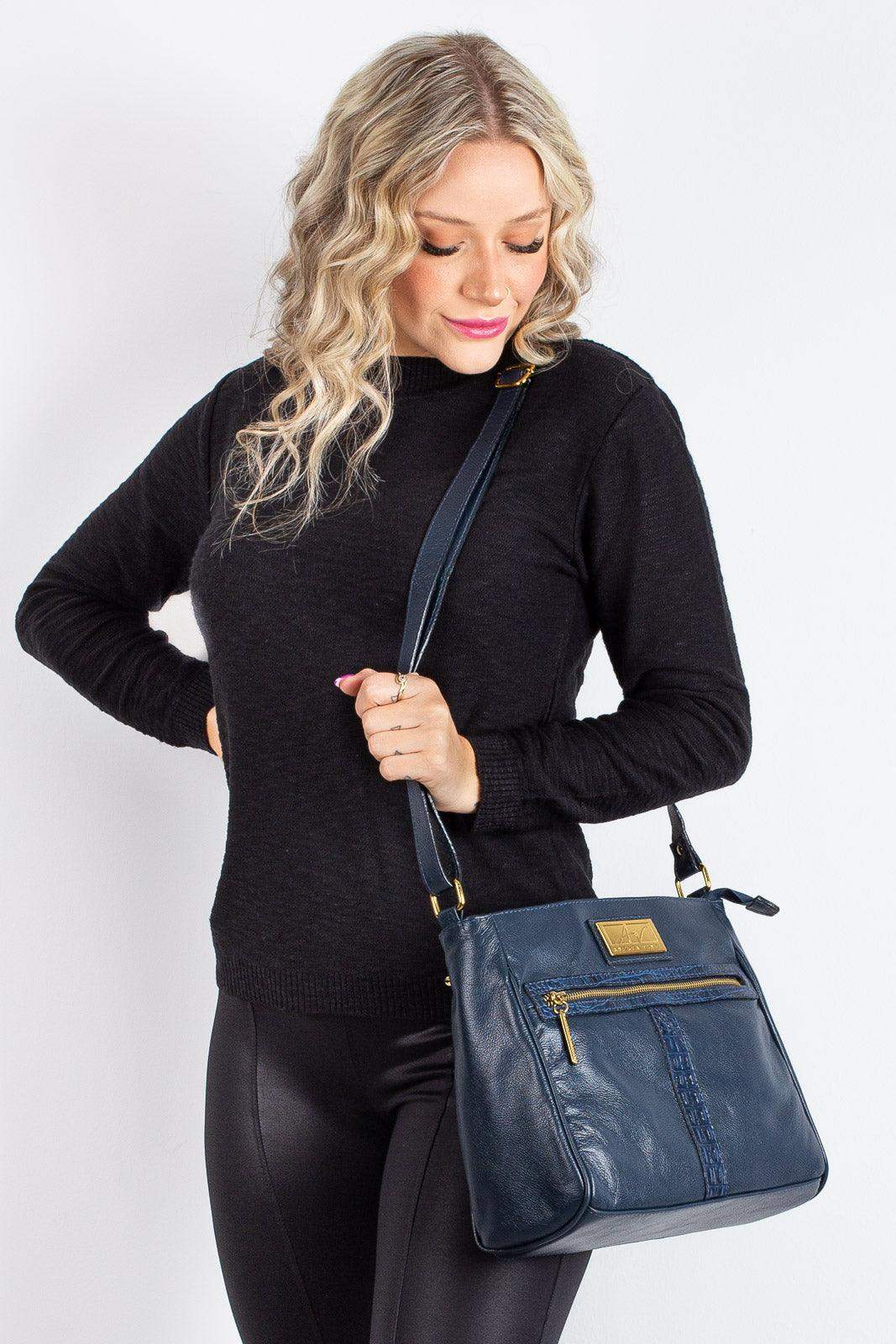 Bolsa tiracolo de couro liso Milena - Enluaze