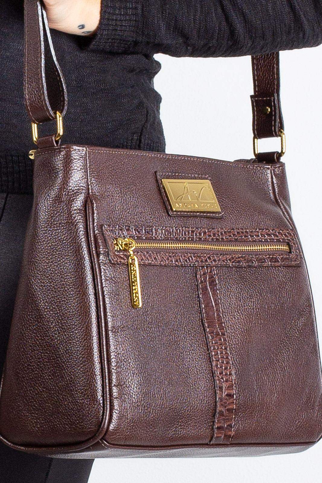 Bolsa tiracolo de couro liso Milena - Enluaze