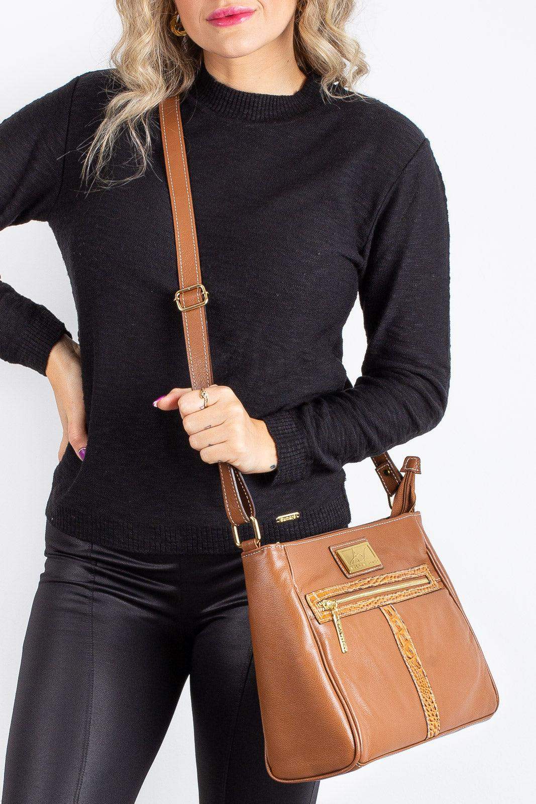 Bolsa tiracolo de couro liso Milena - Enluaze