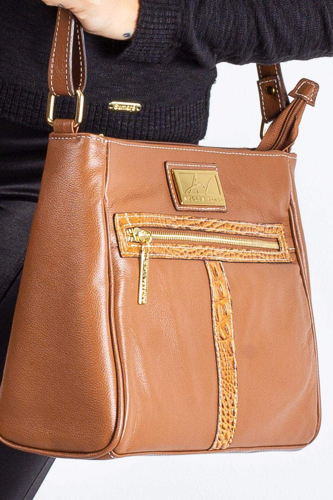 Bolsa tiracolo de couro liso Milena - Enluaze