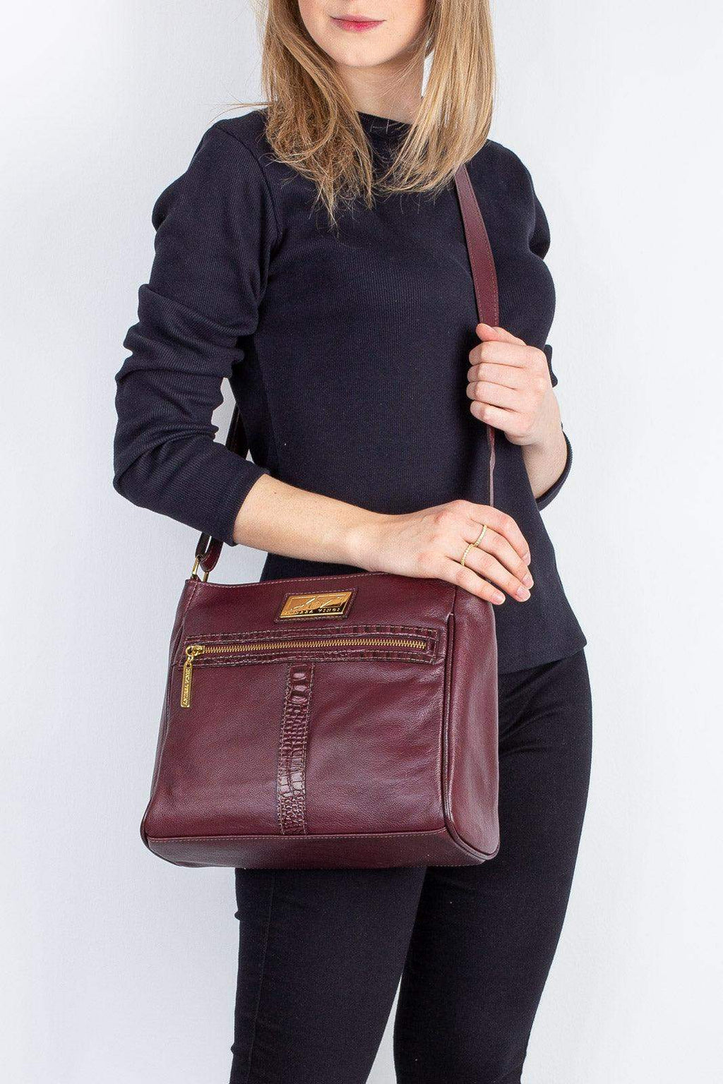 Bolsa tiracolo de couro liso Milena - Enluaze