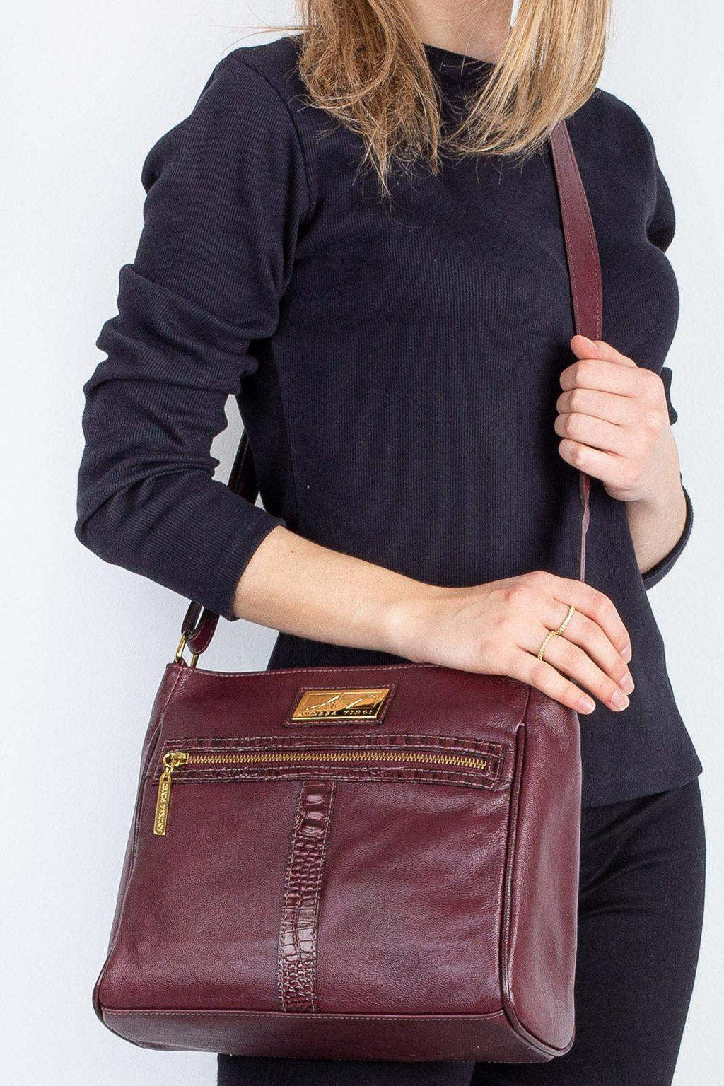 Bolsa tiracolo de couro liso Milena - Enluaze