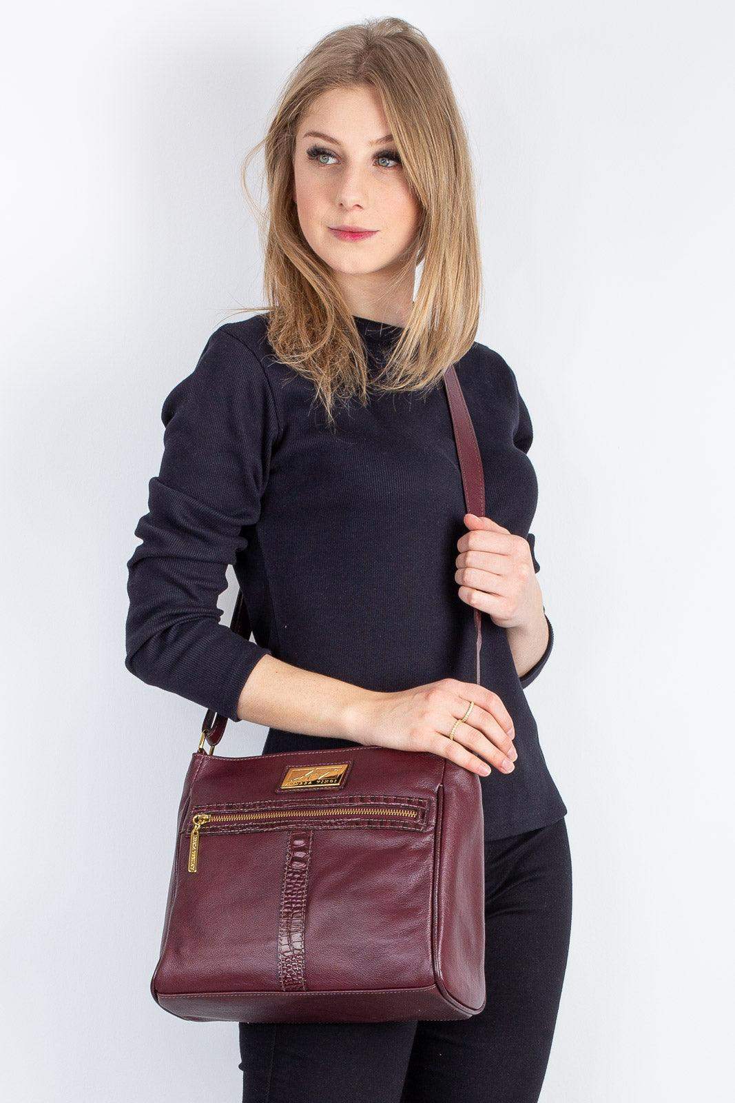 Bolsa tiracolo de couro liso Milena - Enluaze