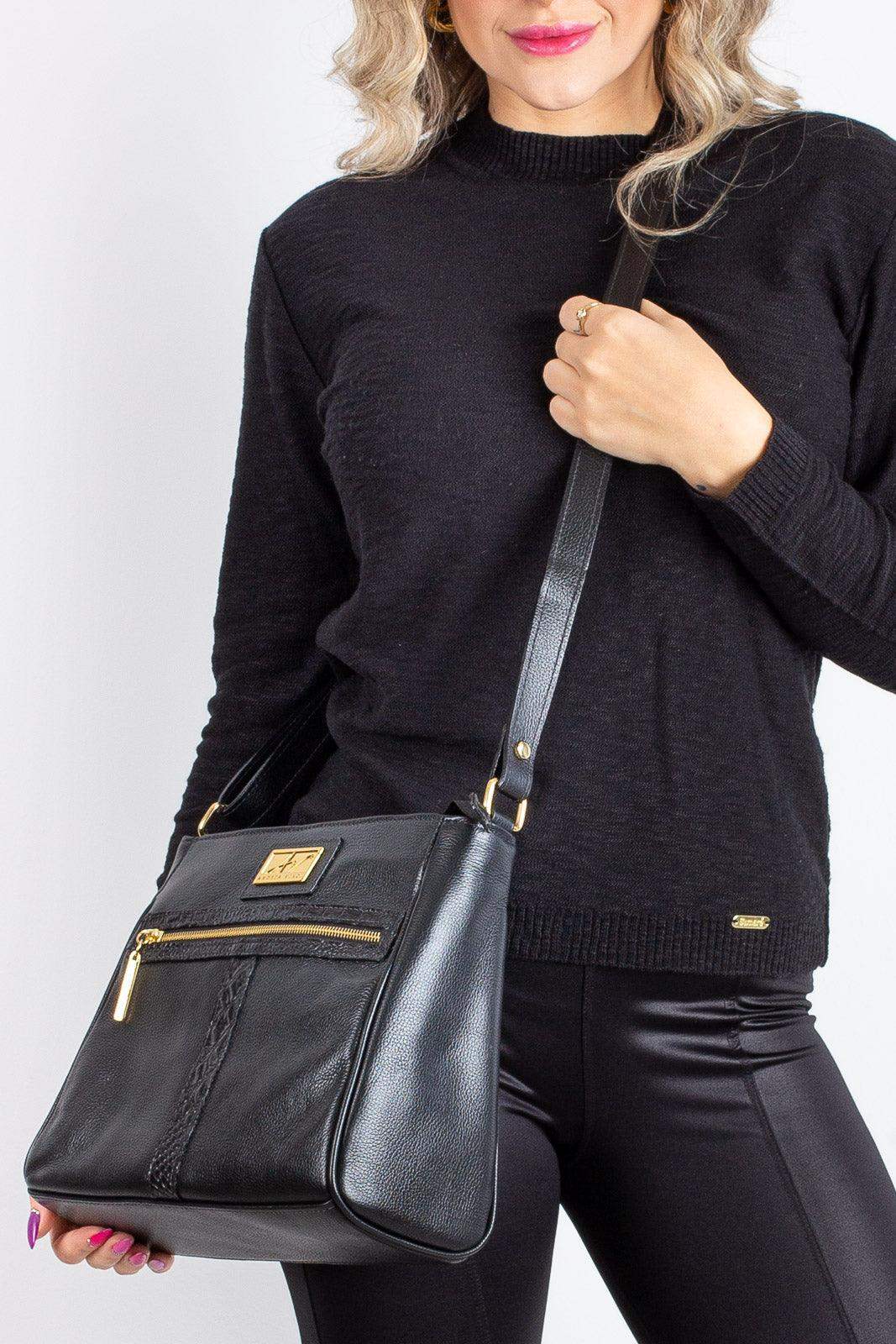 Bolsa tiracolo de couro liso Milena - Enluaze