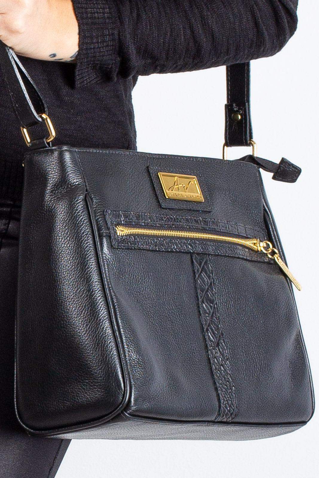 Bolsa tiracolo de couro liso Milena - Enluaze