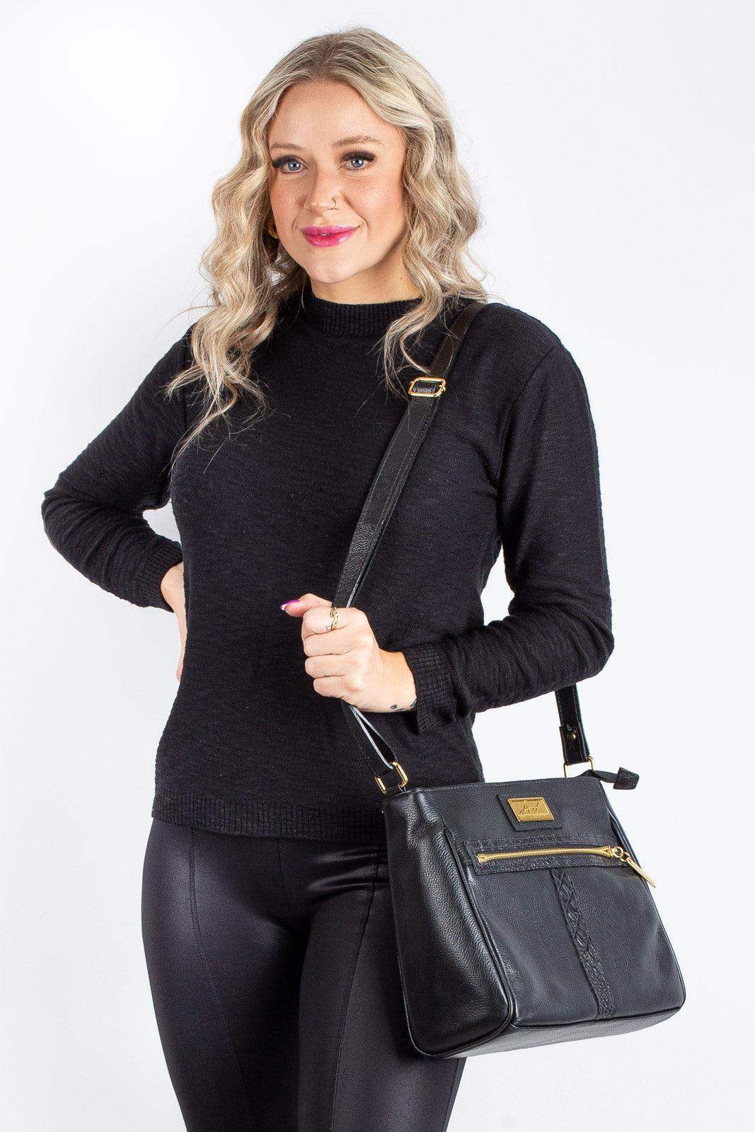 Bolsa tiracolo de couro liso Milena - Enluaze