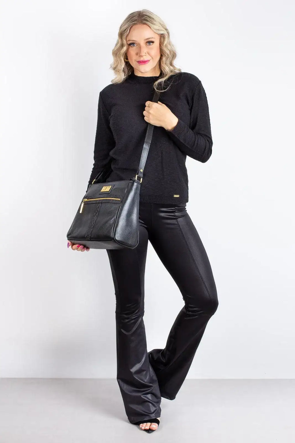 Bolsa tiracolo de couro liso Milena - Enluaze