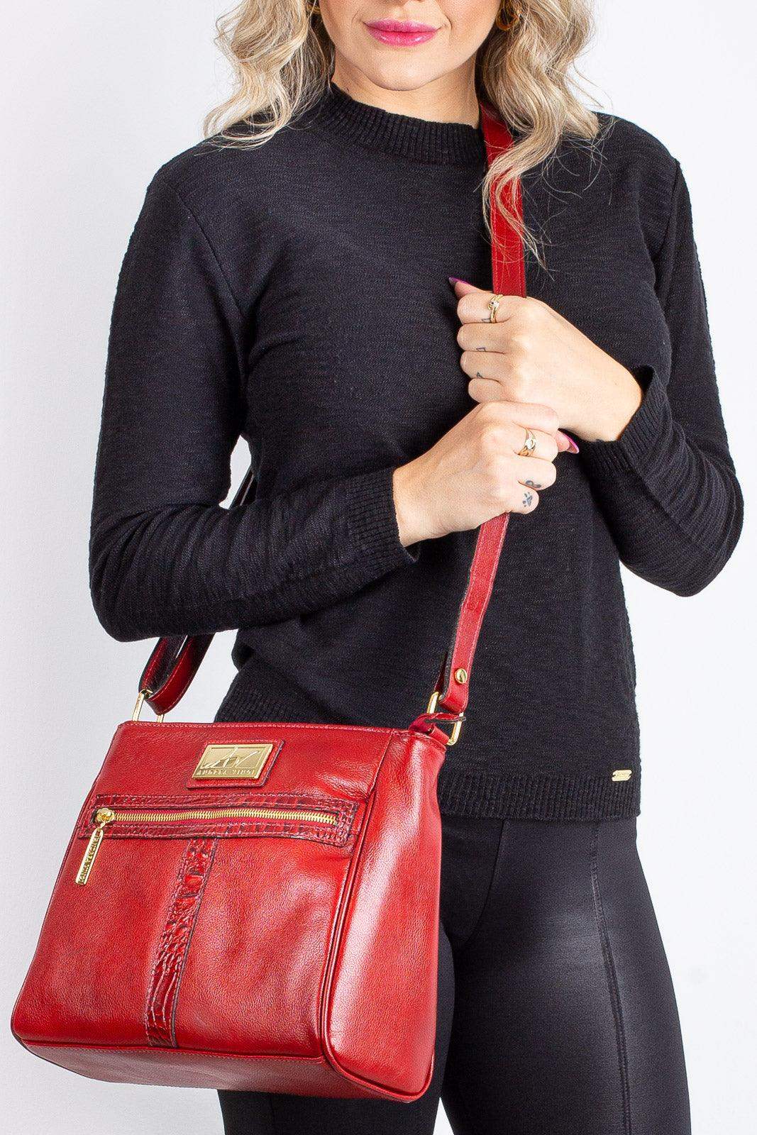 Bolsa tiracolo de couro liso Milena - Enluaze