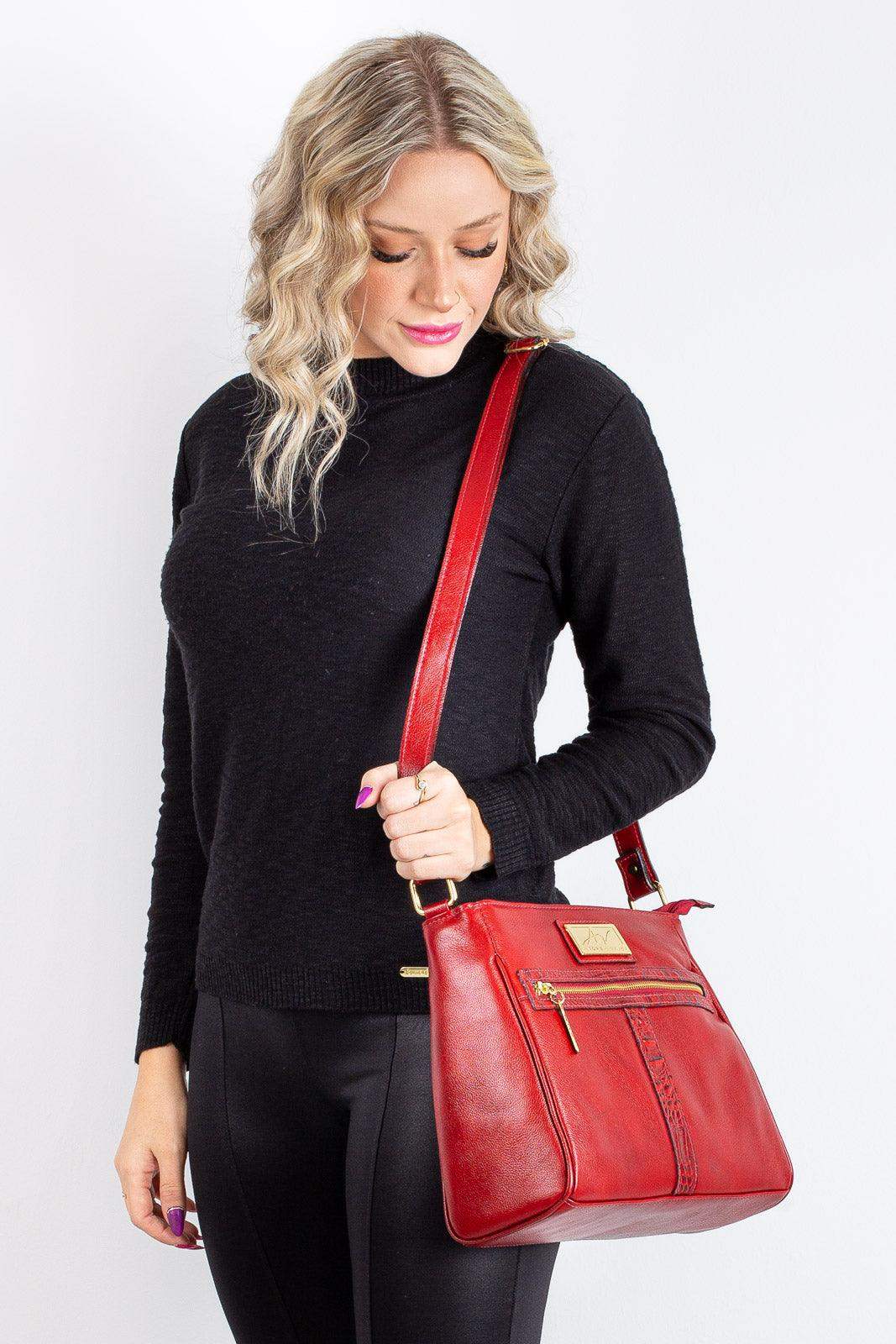 Bolsa tiracolo de couro liso Milena - Enluaze