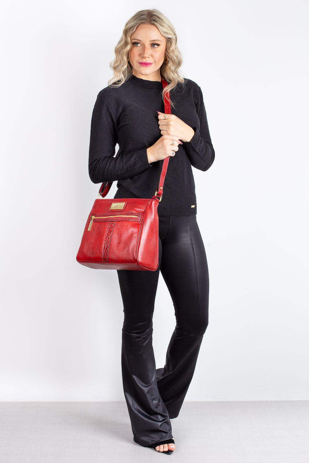 Bolsa tiracolo de couro liso Milena - Enluaze