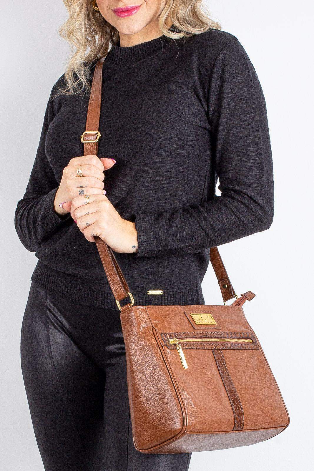 Bolsa tiracolo de couro liso Milena - Enluaze