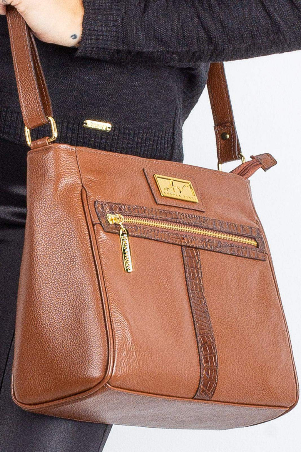 Bolsa tiracolo de couro liso Milena - Enluaze