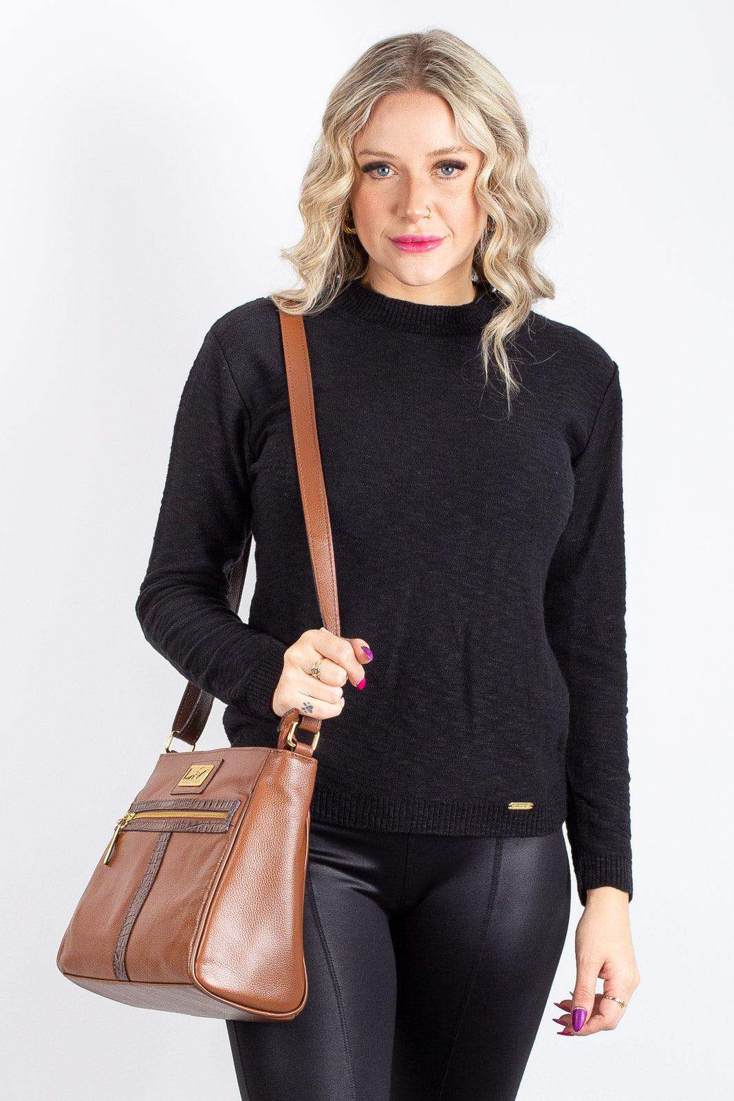 Bolsa tiracolo de couro liso Milena - Enluaze