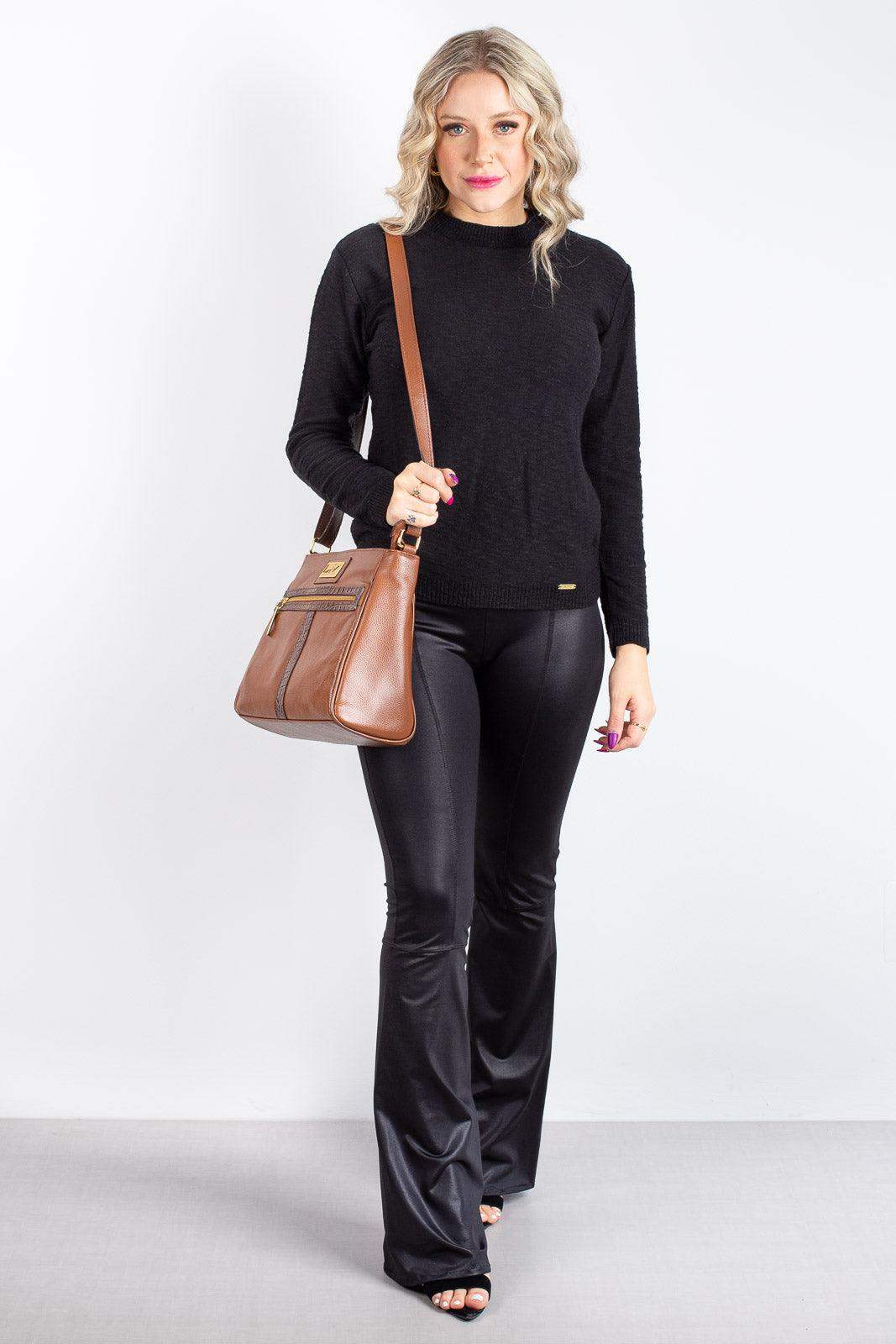 Bolsa tiracolo de couro liso Milena - Enluaze