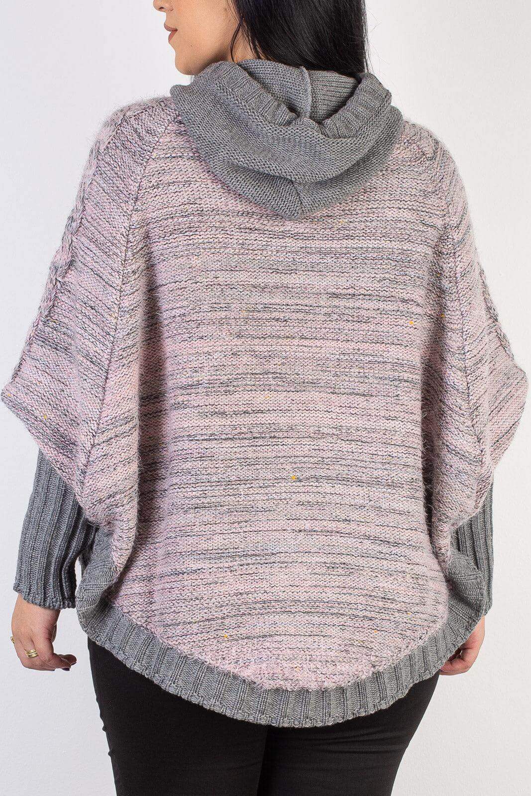 Poncho de tricô feminino mesclado 60003 - Enluaze