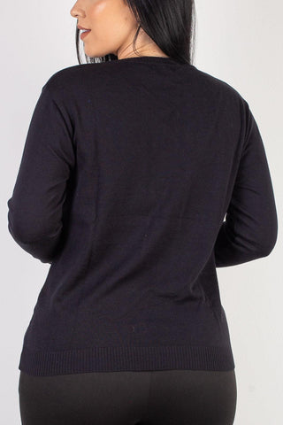 Suéter feminino de malha gola V 60004 - Enluaze