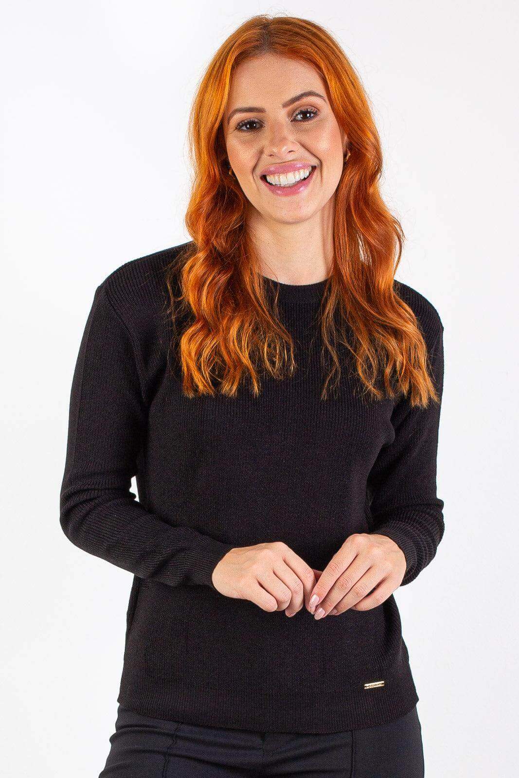 Básica de malha canelada gola redonda 60005 - Enluaze