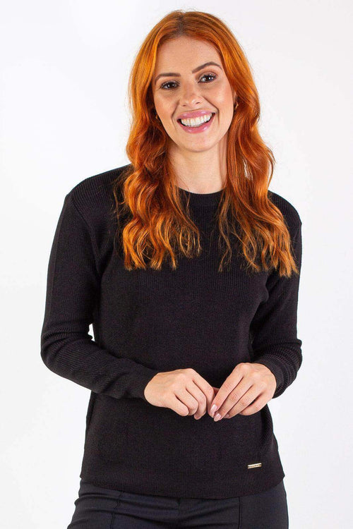 Básica de malha canelada gola redonda 60005 - Enluaze