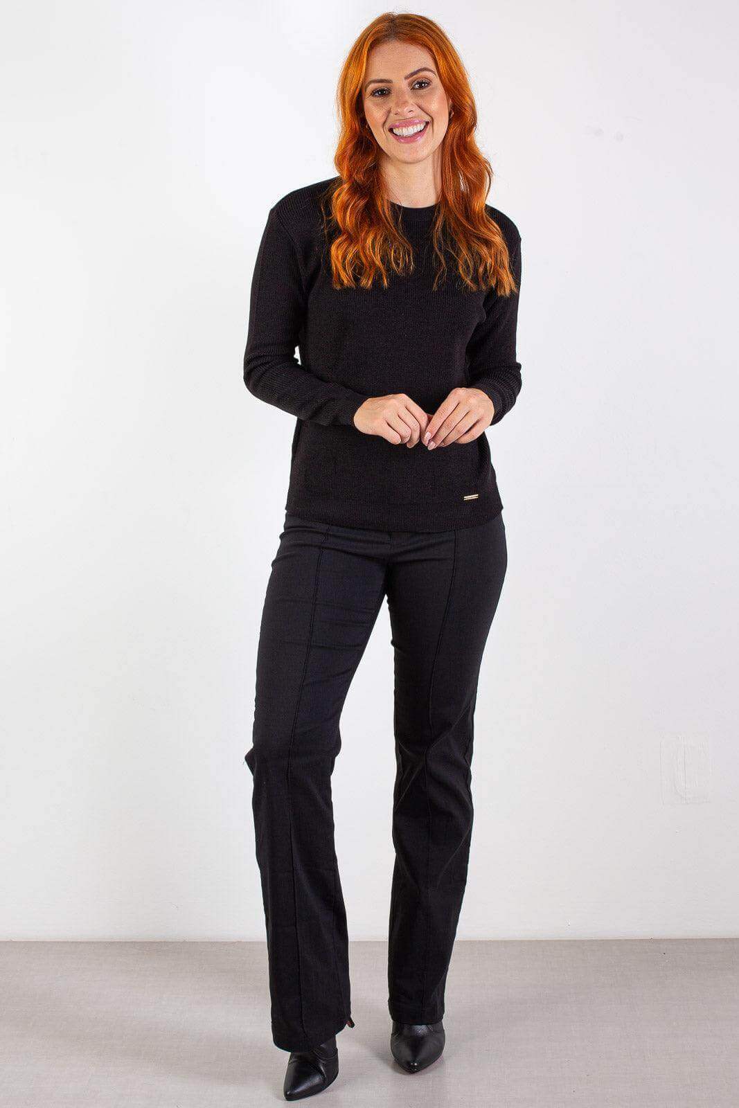 Básica de malha canelada gola redonda 60005 - Enluaze