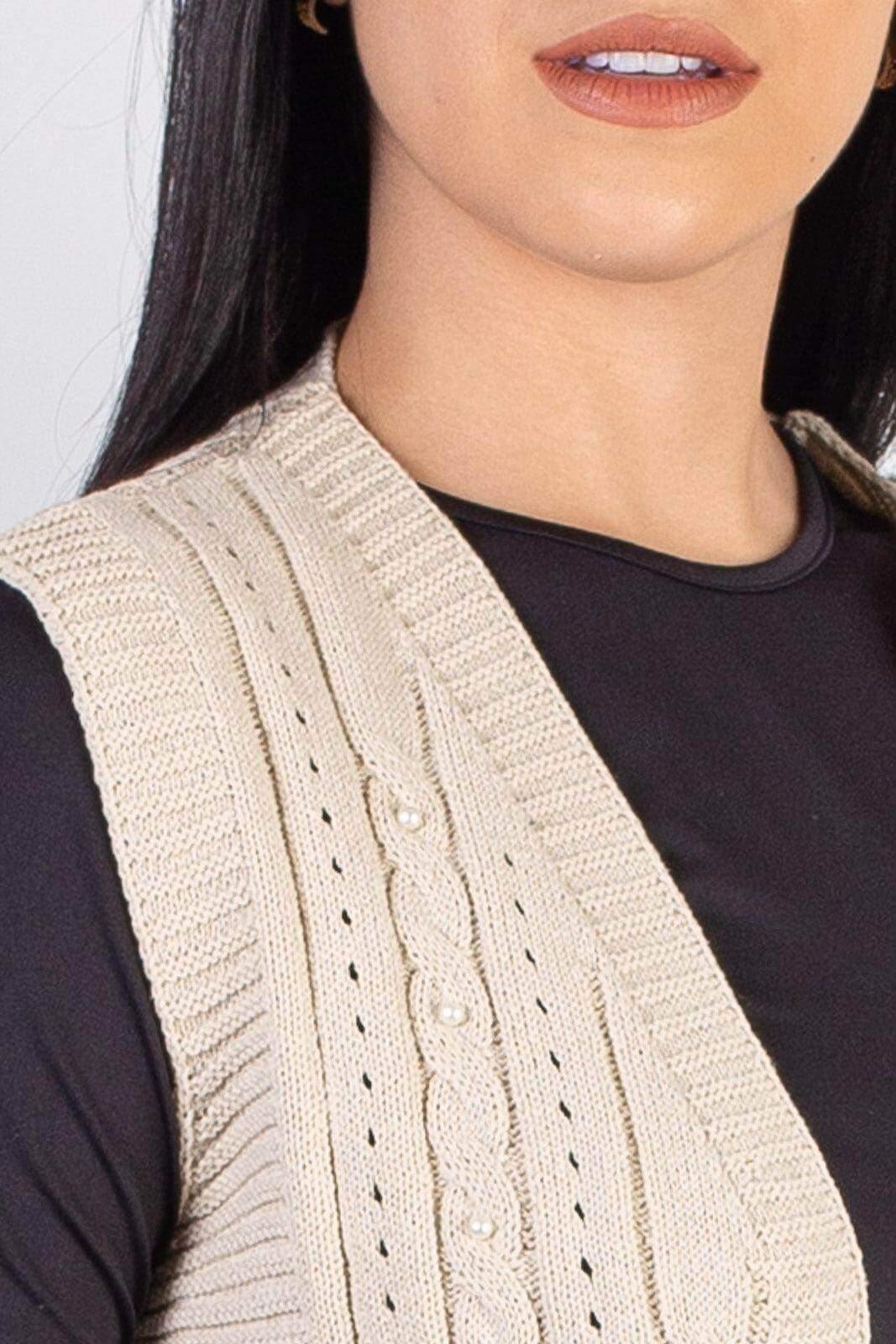 Colete de malha feminino com tranças 60006 - Enluaze