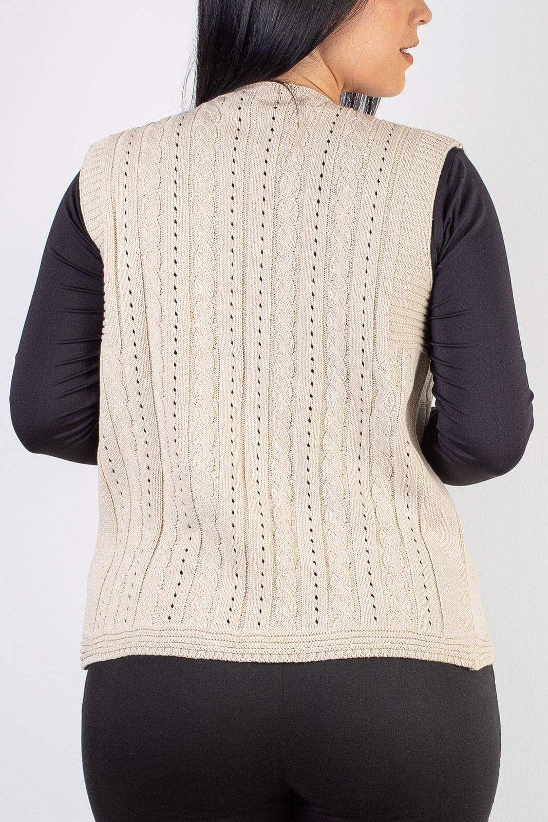 Colete de malha feminino com tranças 60006 - Enluaze