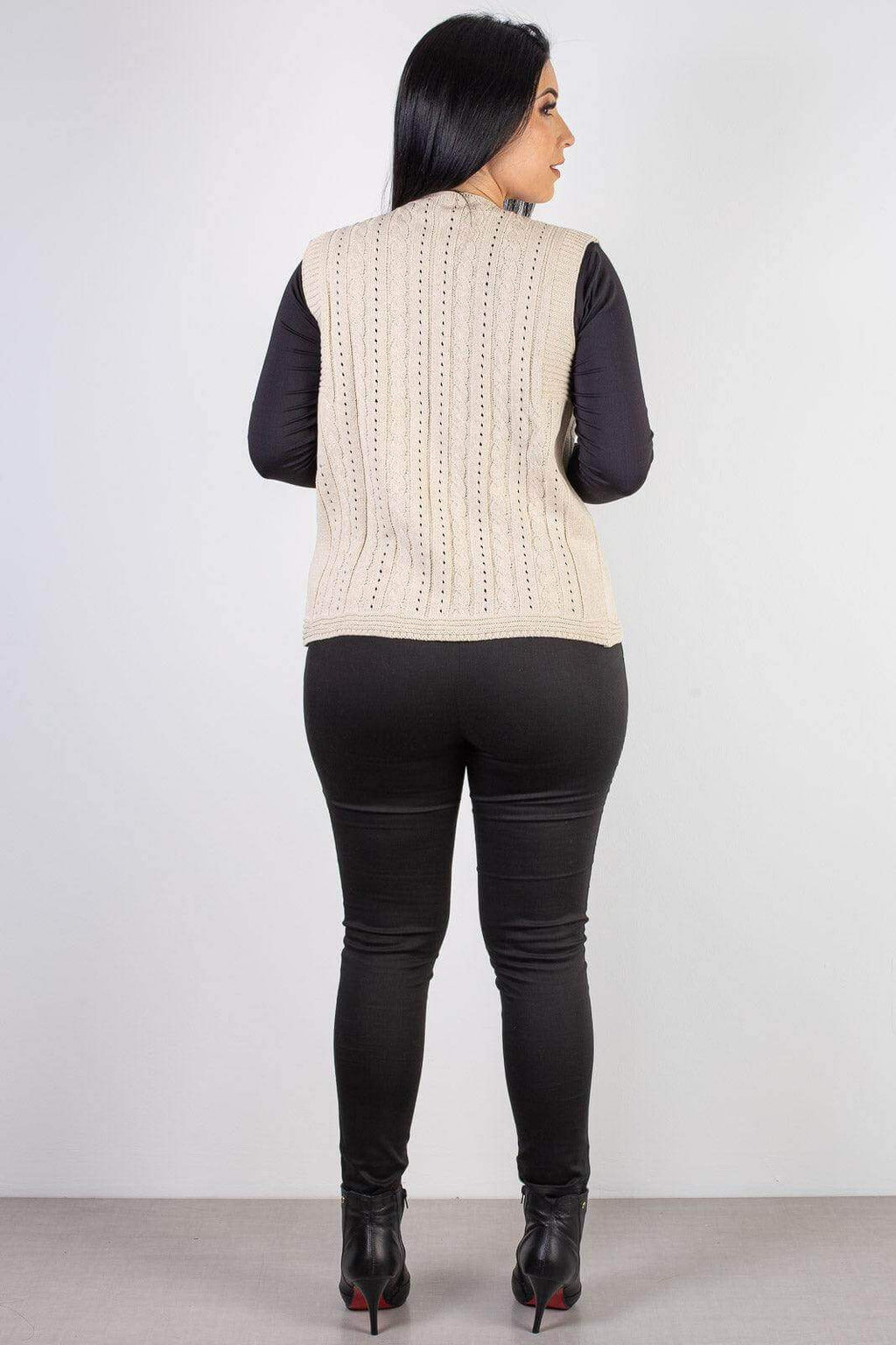 Colete de malha feminino com tranças 60006 - Enluaze