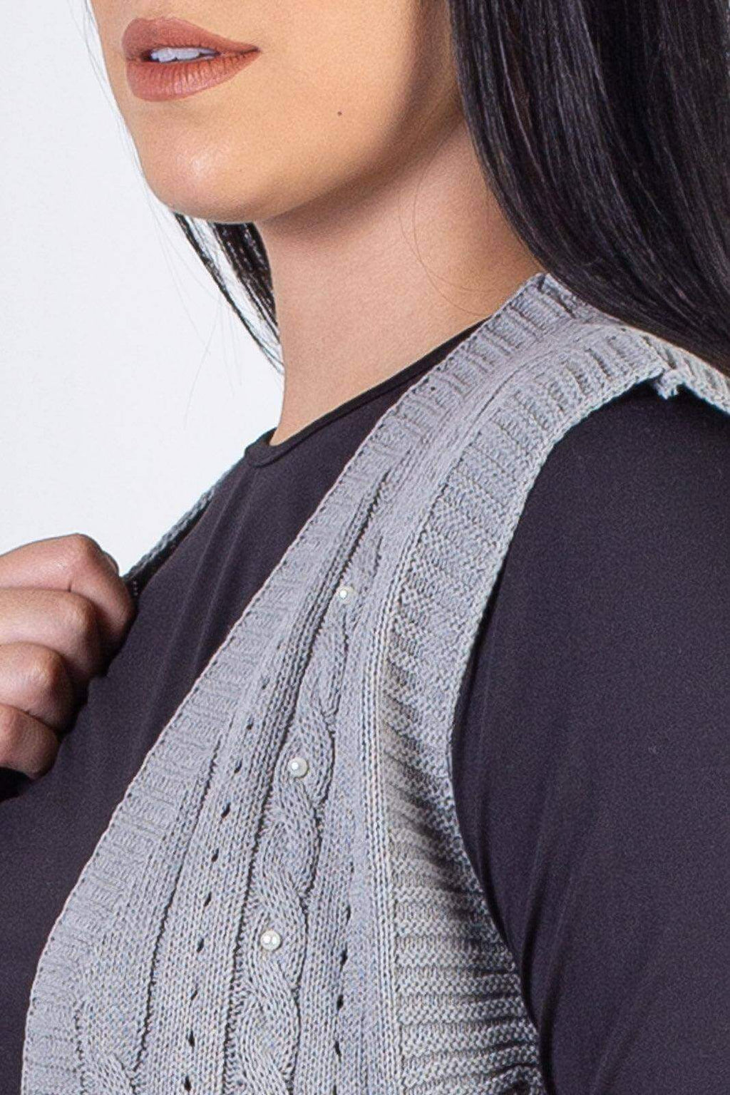 Colete de malha feminino com tranças 60006 - Enluaze