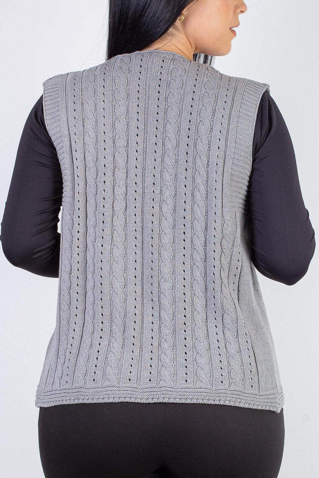 Colete de malha feminino com tranças 60006 - Enluaze