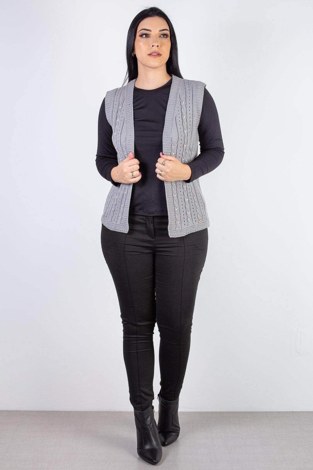 Colete de malha feminino com tranças 60006 - Enluaze