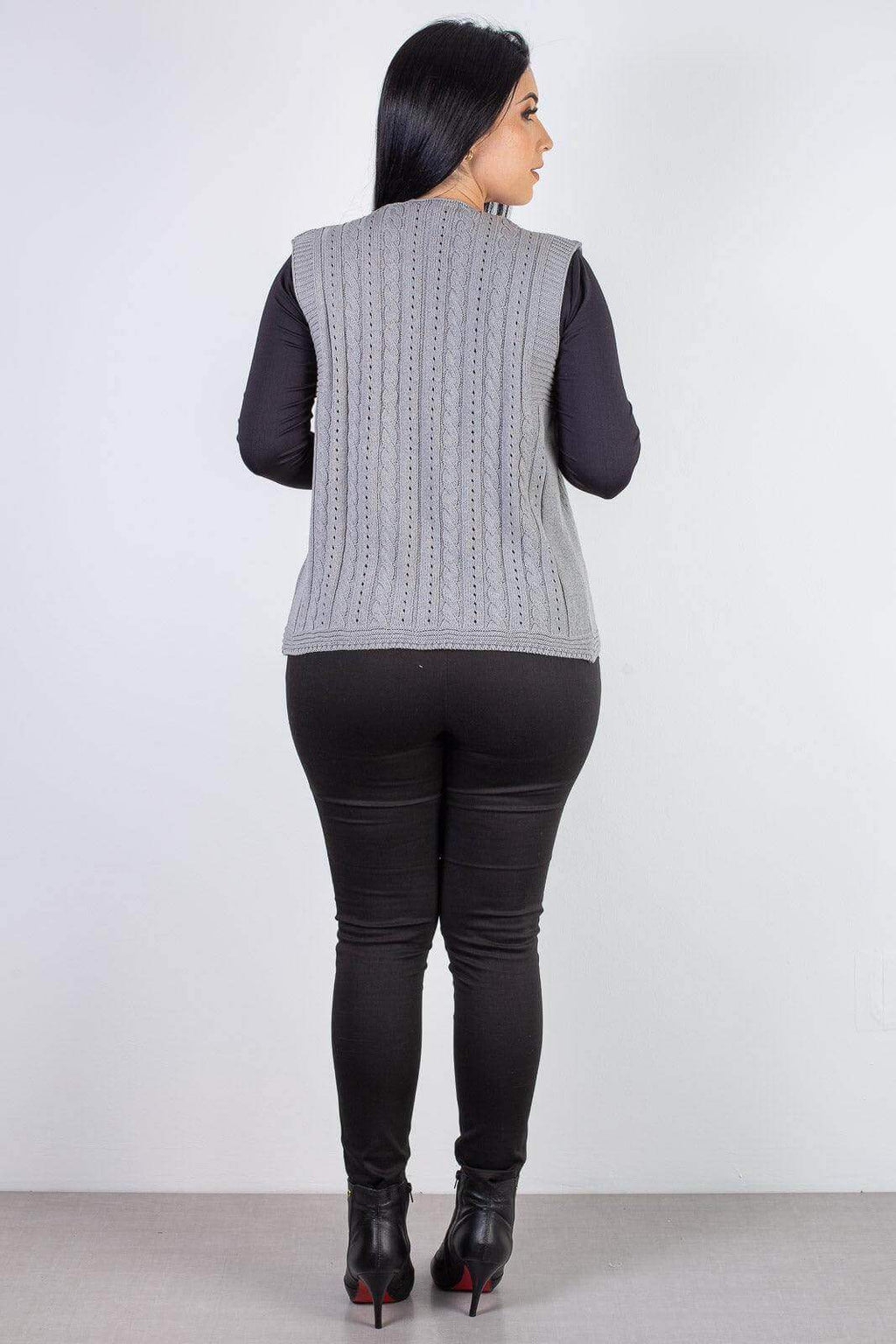 Colete de malha feminino com tranças 60006 - Enluaze