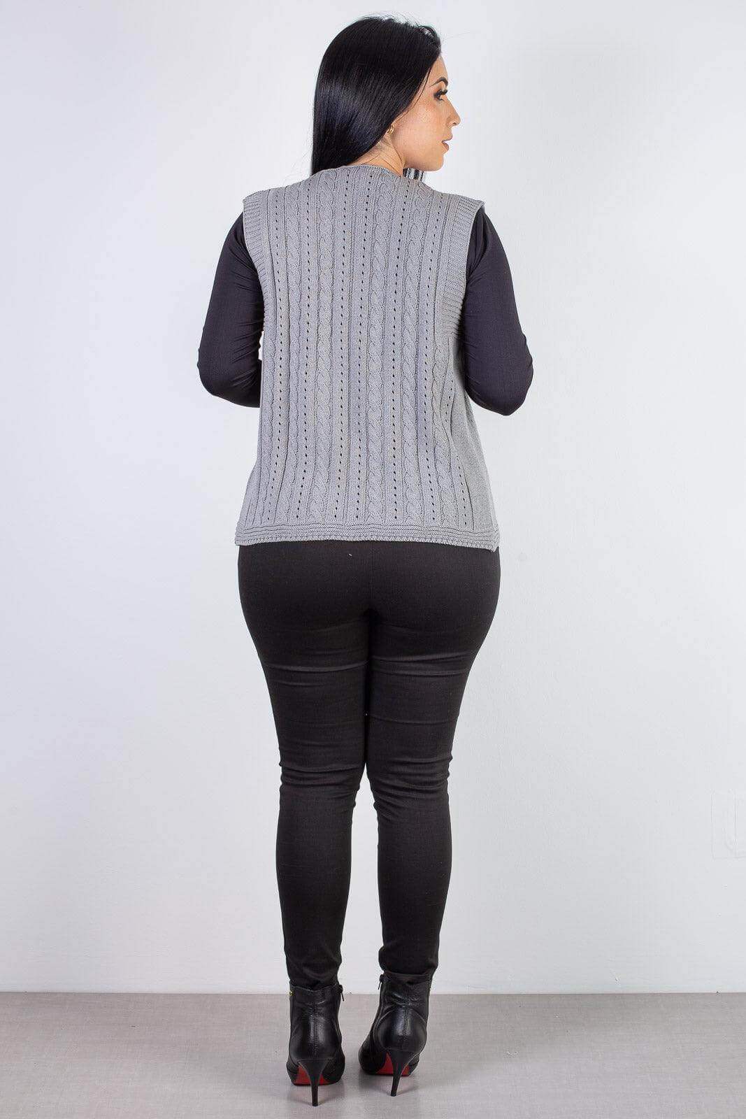 Colete de malha feminino com tranças 60006 - Enluaze