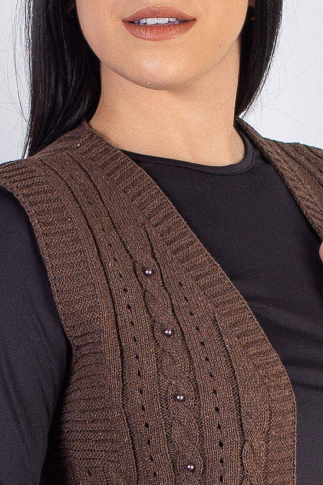 Colete de malha feminino com tranças 60006 - Enluaze