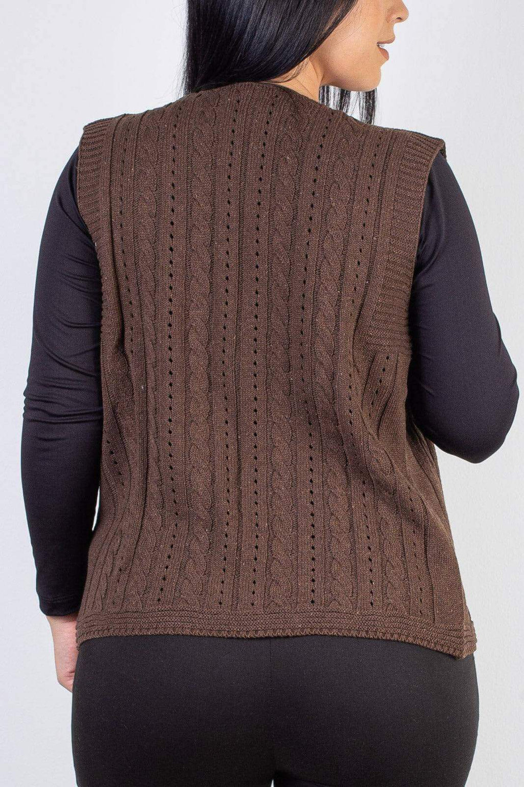 Colete de malha feminino com tranças 60006 - Enluaze