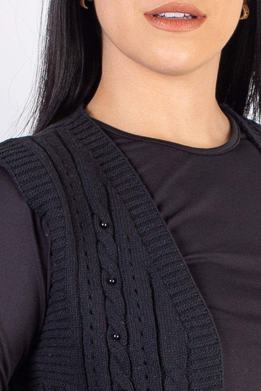 Colete de malha feminino com tranças 60006 - Enluaze