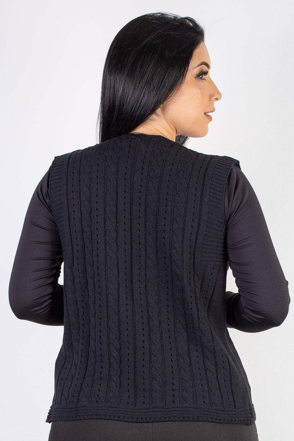 Colete de malha feminino com tranças 60006 - Enluaze