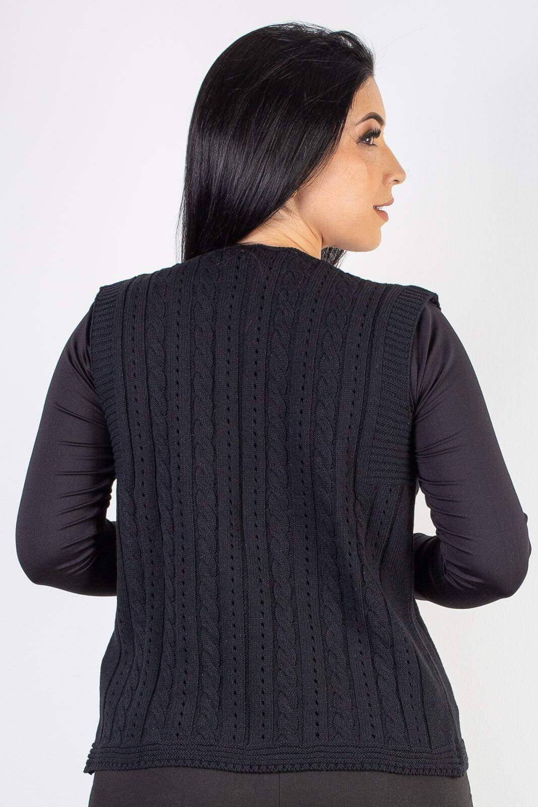 Colete de malha feminino com tranças 60006 - Enluaze