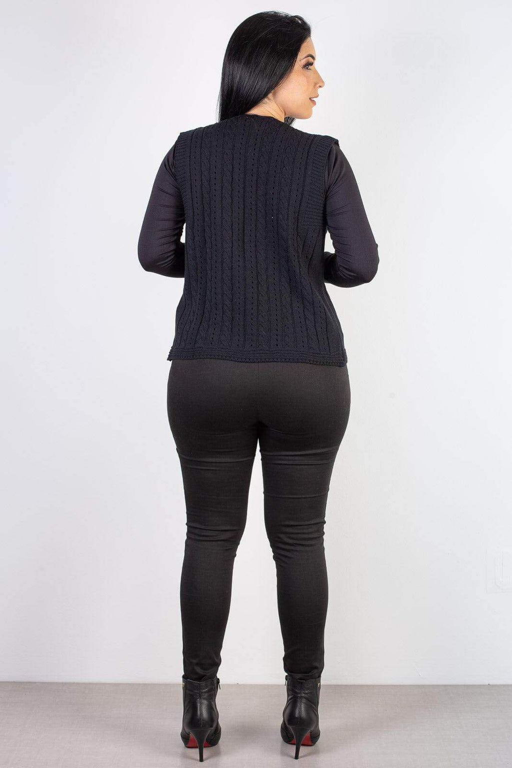 Colete de malha feminino com tranças 60006 - Enluaze