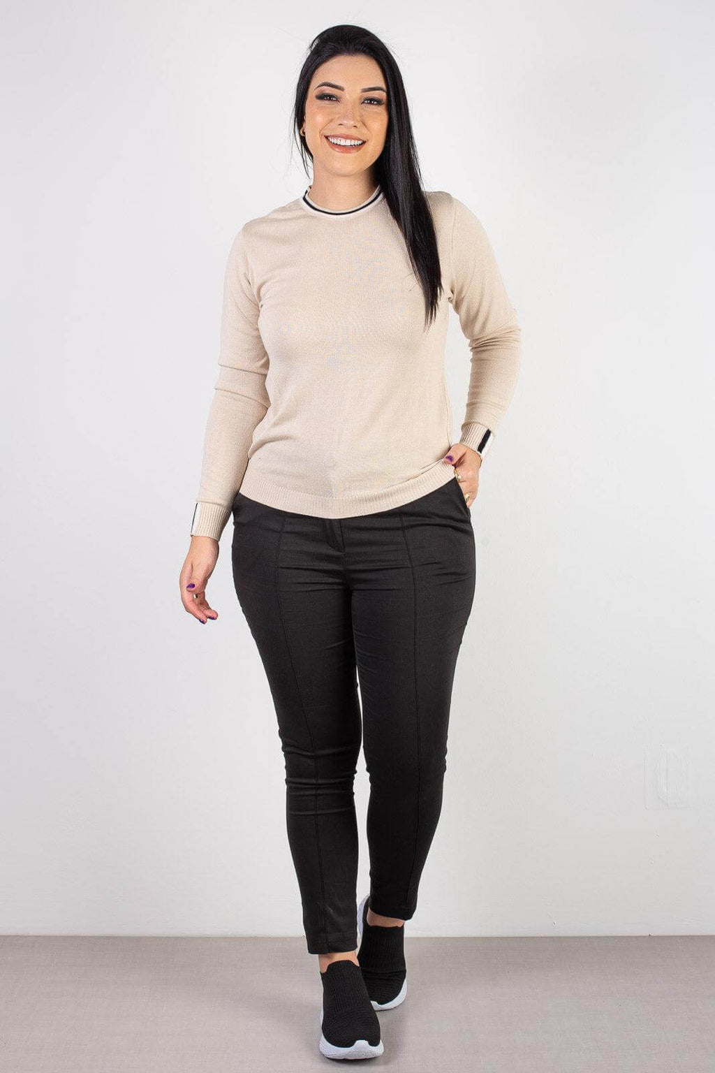 Blusa de malha manga longa 60007 - Enluaze