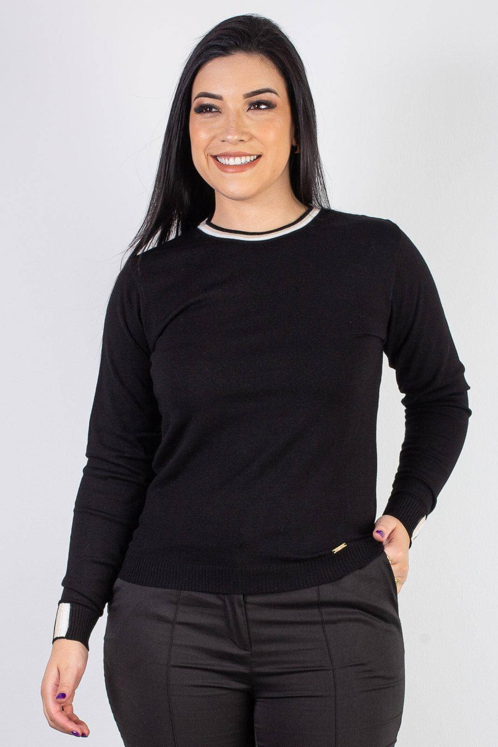 Blusa de malha manga longa 60007 - Enluaze