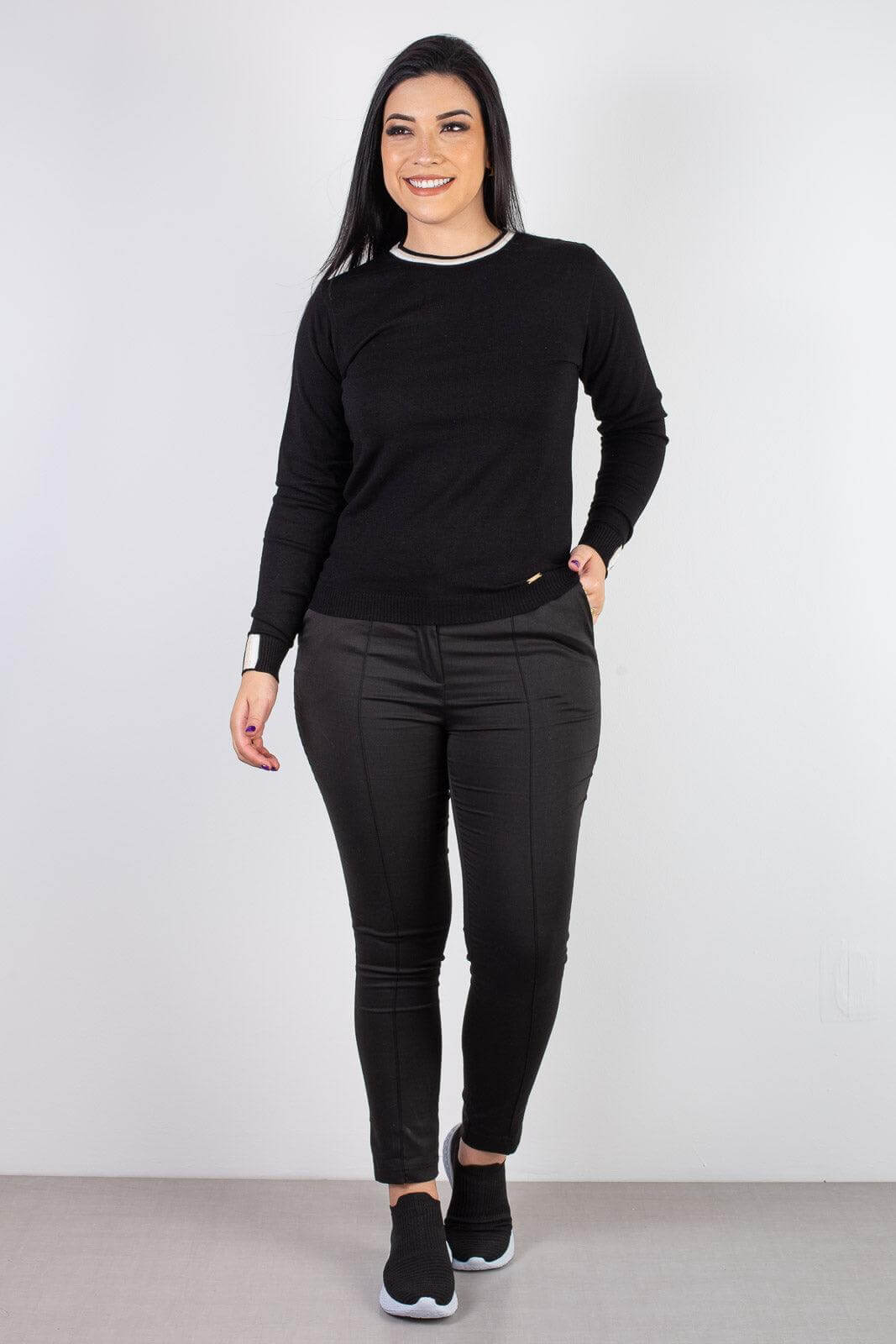 Blusa de malha manga longa 60007 - Enluaze