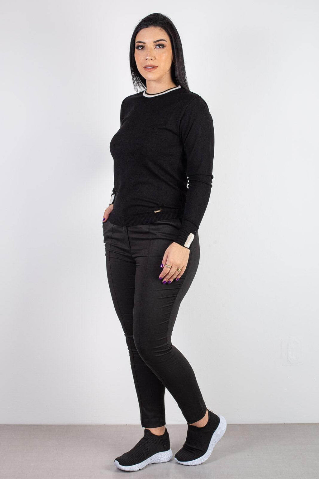 Blusa de malha manga longa 60007 - Enluaze