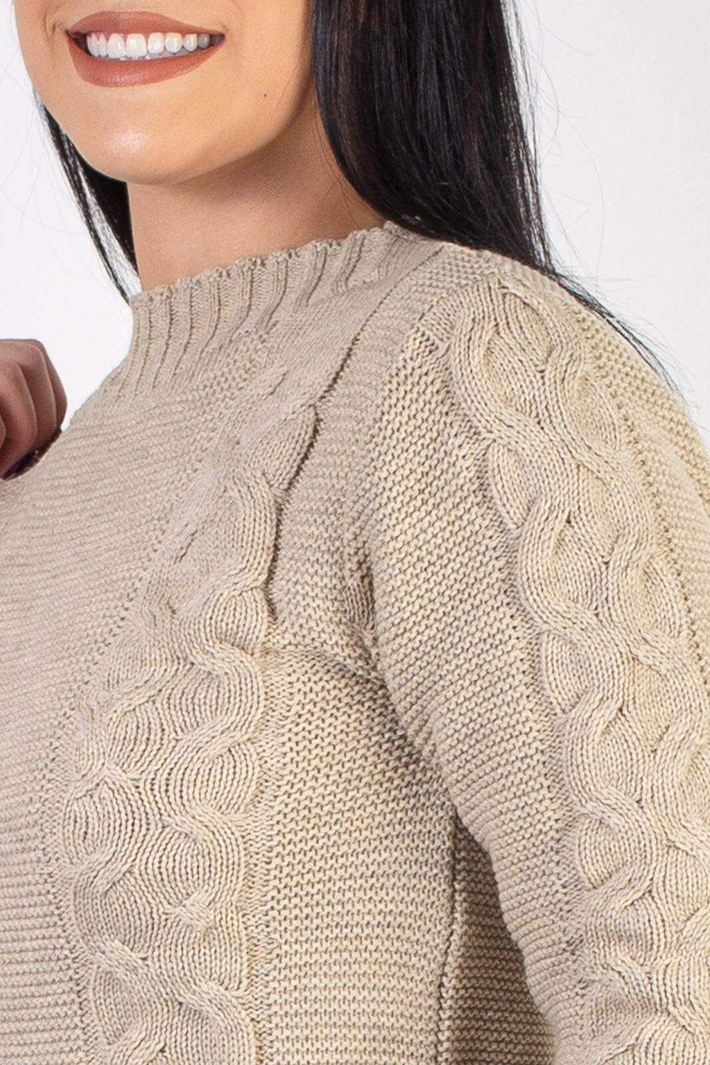 Blusão de tricô feminino com tranças 60008 - Enluaze