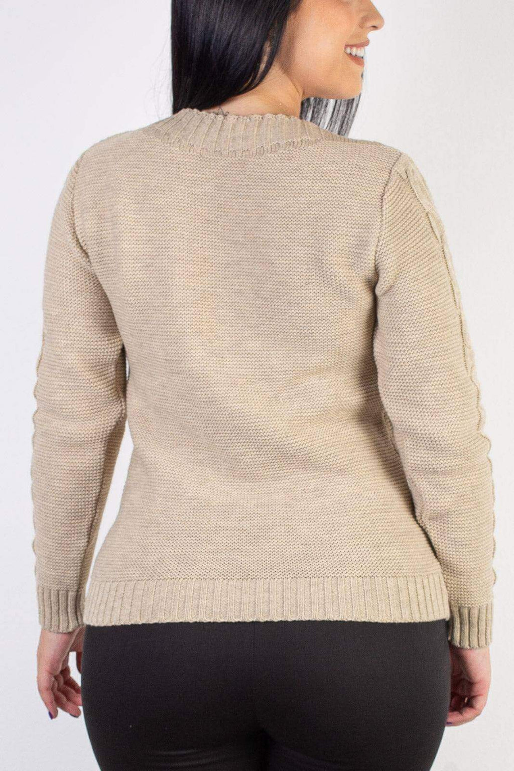 Blusão de tricô feminino com tranças 60008 - Enluaze