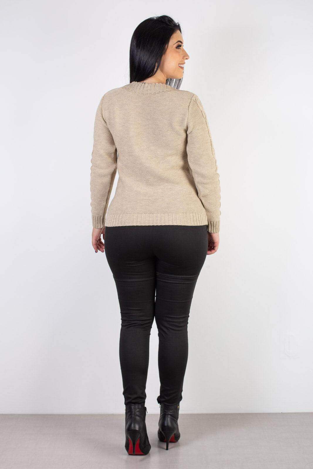 Blusão de tricô feminino com tranças 60008 - Enluaze