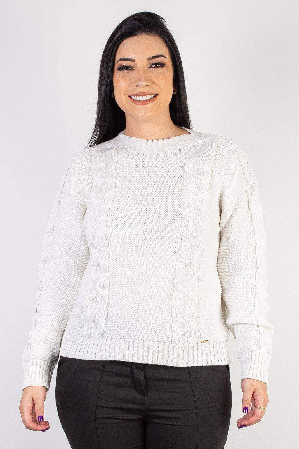 Blusão de tricô feminino com tranças 60008 - Enluaze