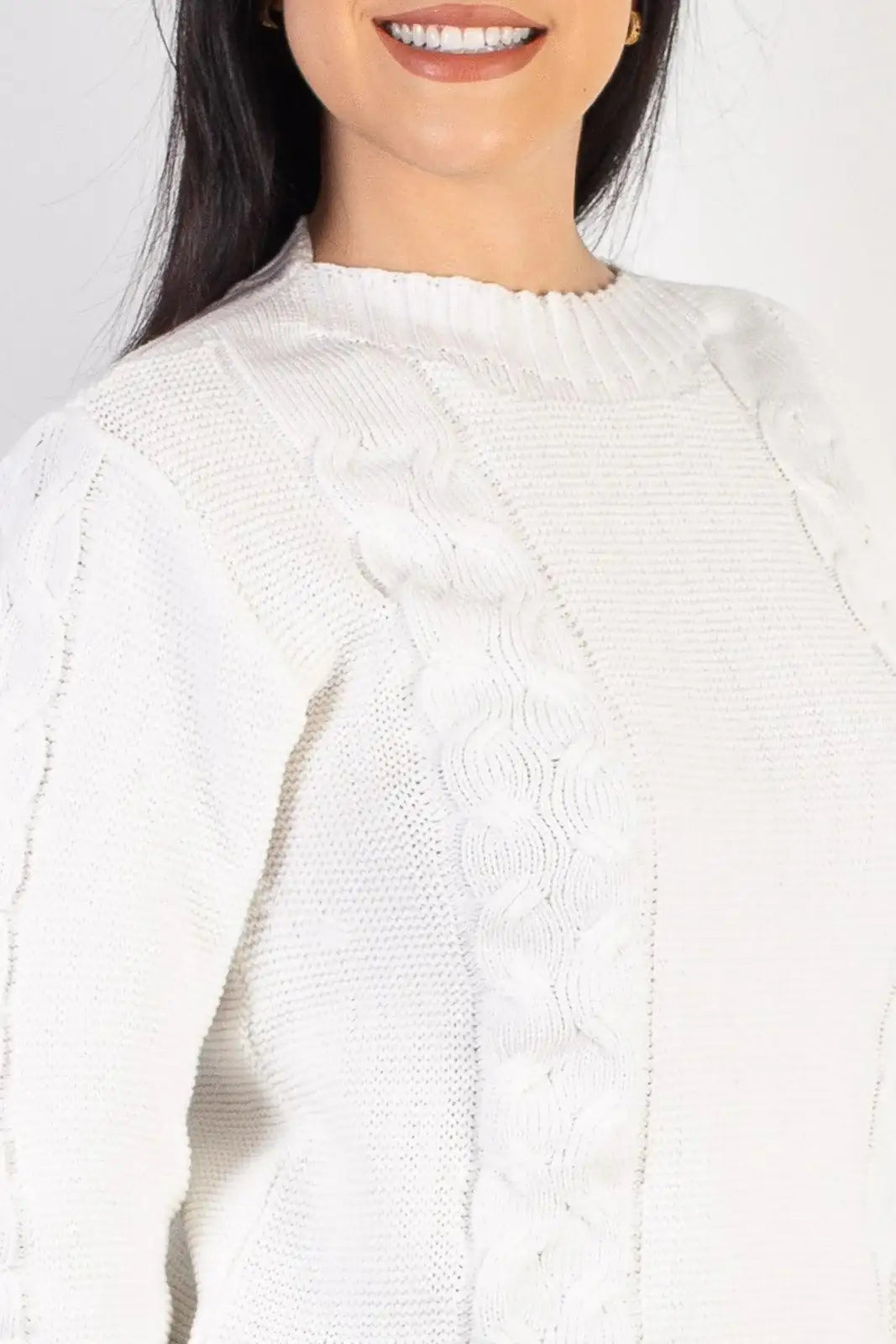 Blusão de tricô feminino com tranças 60008 - Enluaze